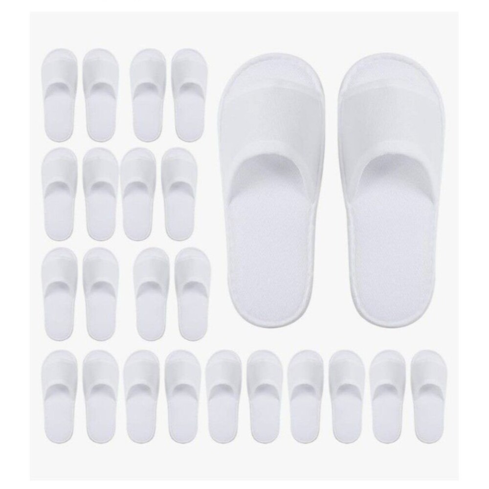 12 Pairs Open Toe Spa Slippers White Spa Hotel Guest Slippers